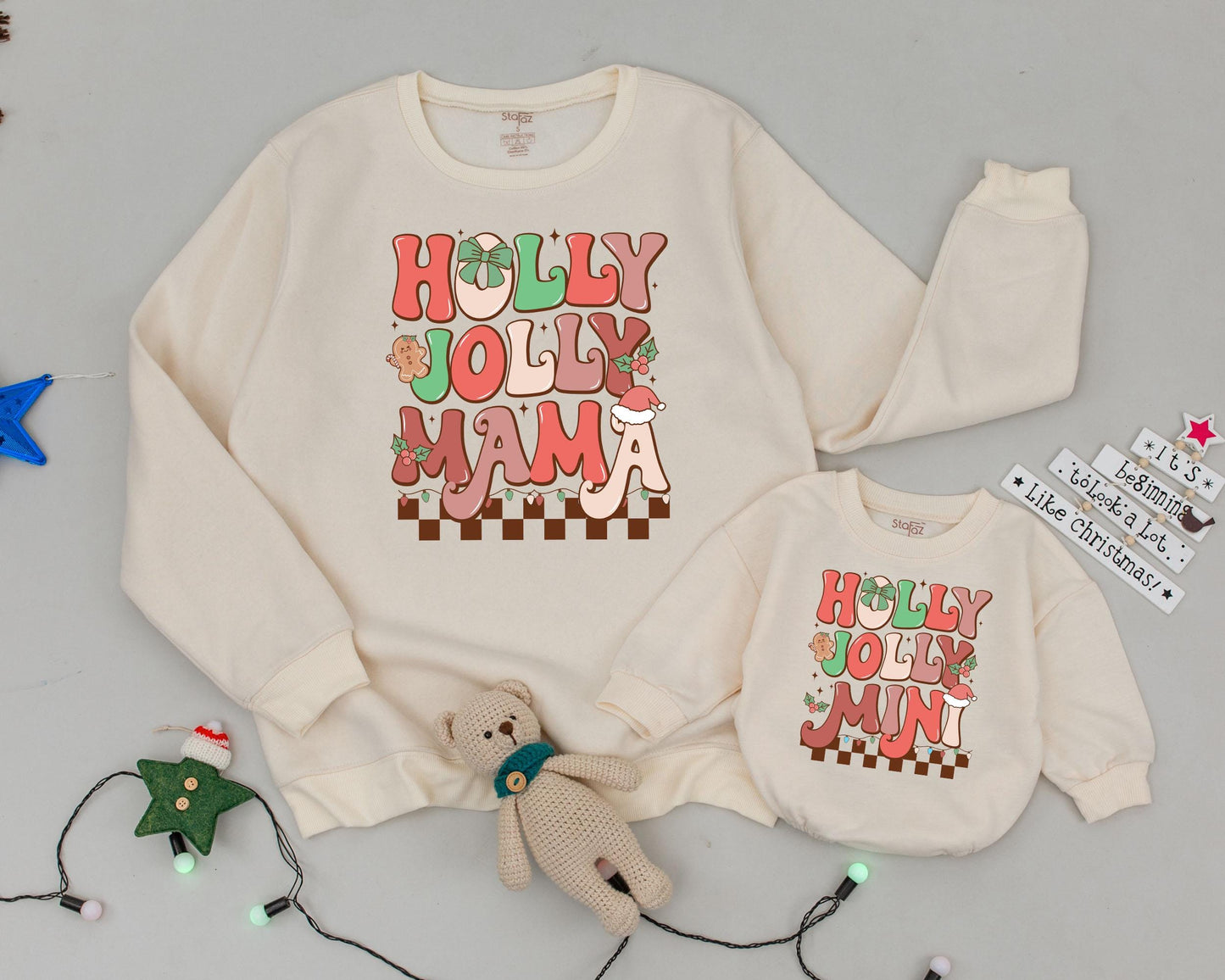 Mama Mini Christmas Sweatshirt - Retro Matching Family Holiday Shirt