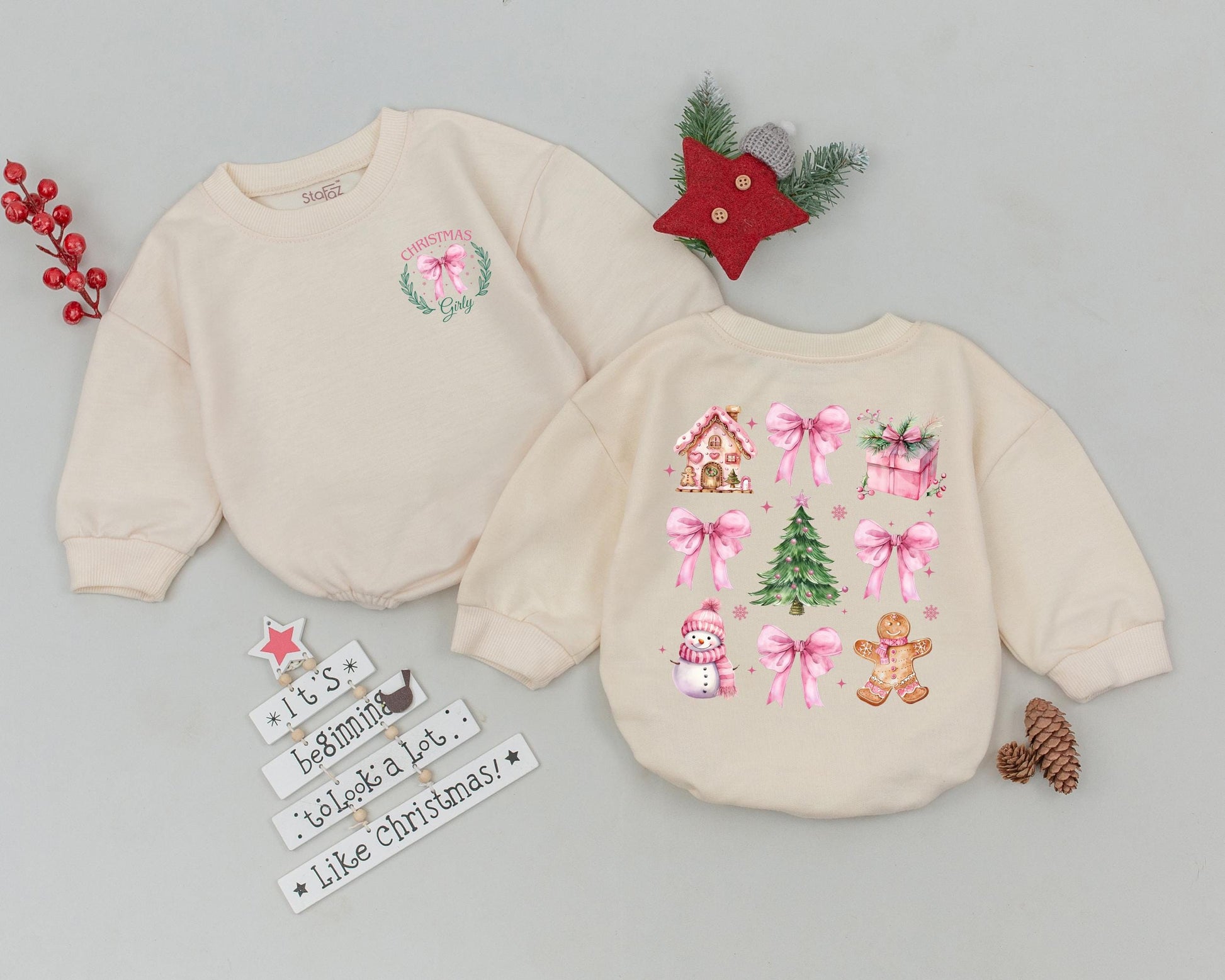 First Christmas Romper: Retro Baby Bodysuit & Shower Gift Set