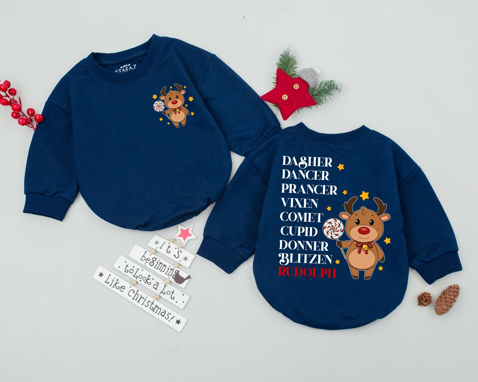 Vintage Deer Romper: First Xmas Outfit & Baby Shower Gift