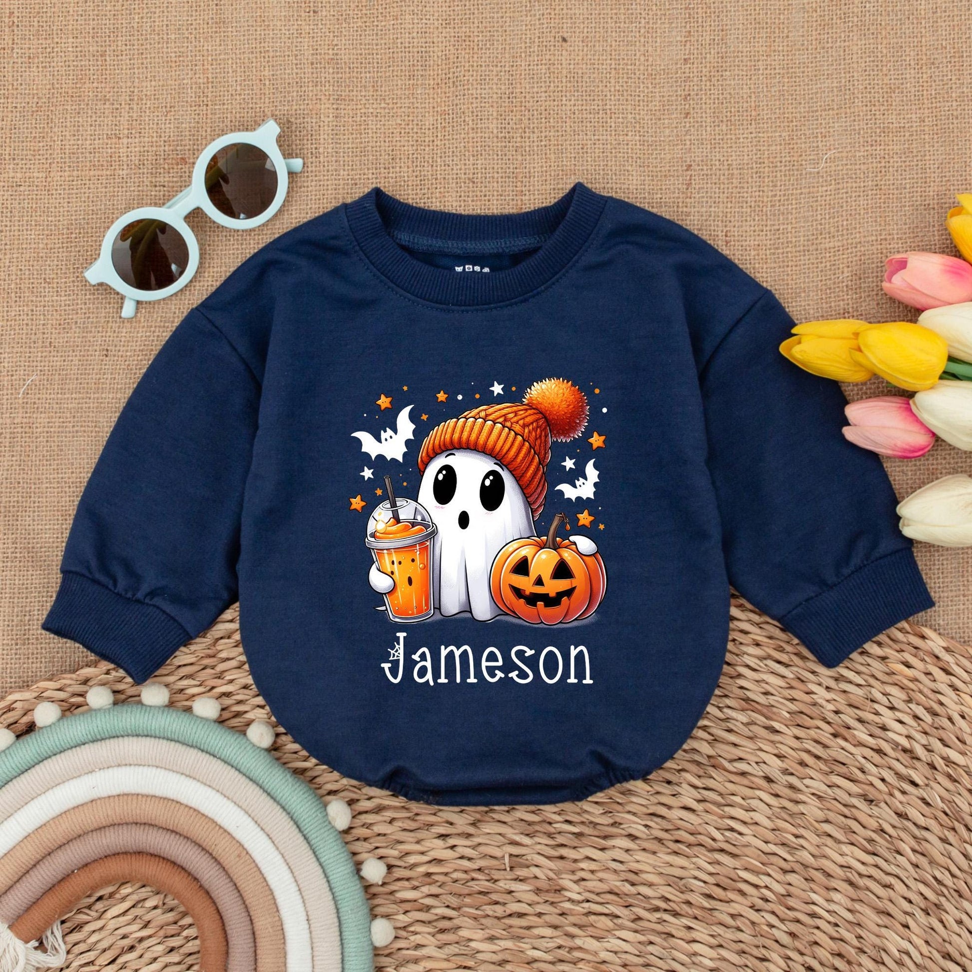 Personalized Cute Ghost Halloween Romper – Infant Fall Bodysuit