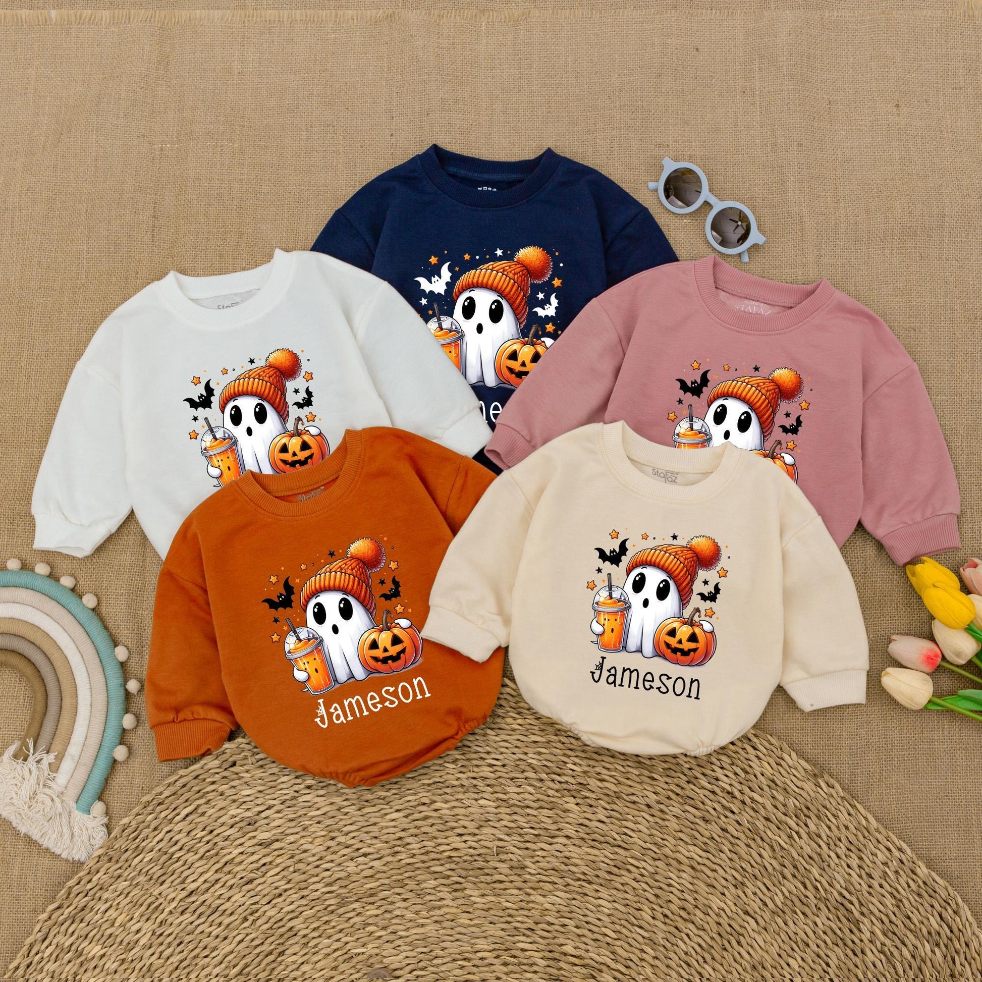 Personalized Cute Ghost Halloween Romper – Infant Fall Bodysuit