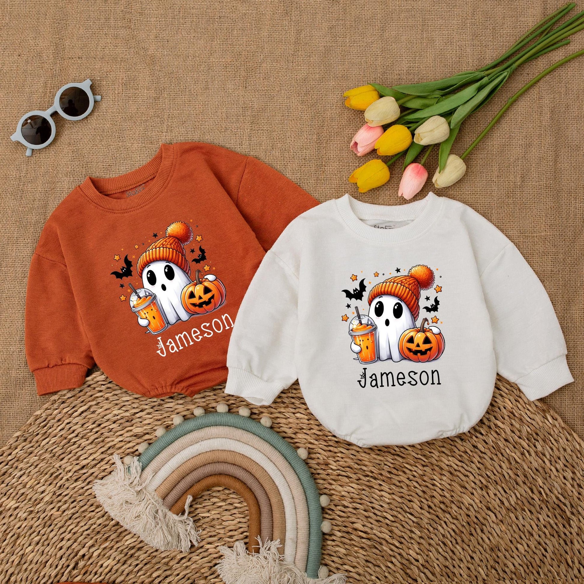 Personalized Cute Ghost Halloween Romper – Infant Fall Bodysuit