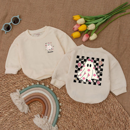 Personalized Boo Baby Romper: First Halloween Outfit for Girls