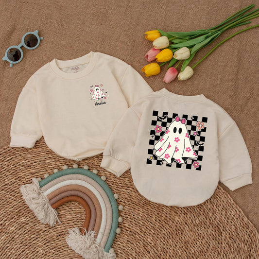 Personalized Boo Baby Romper: First Halloween Outfit for Girls