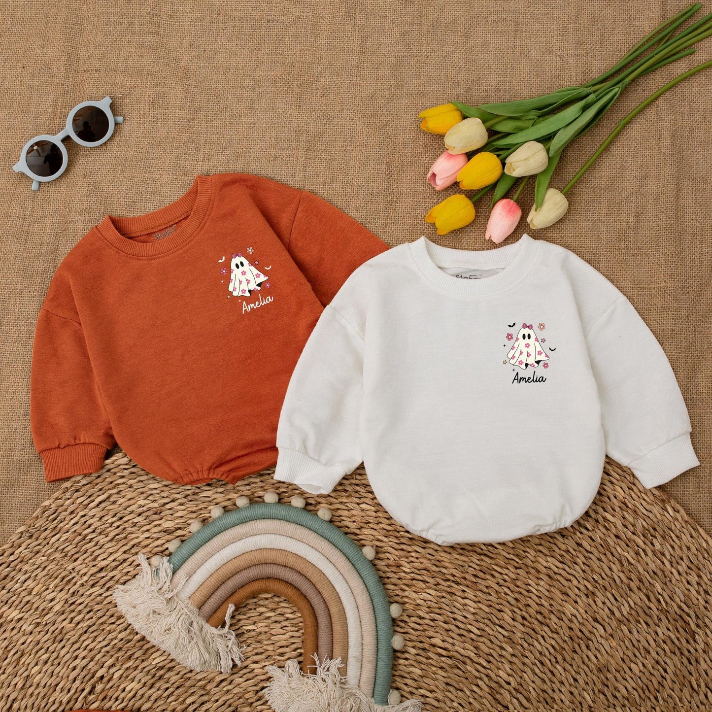 Personalized Boo Baby Romper: First Halloween Outfit for Girls