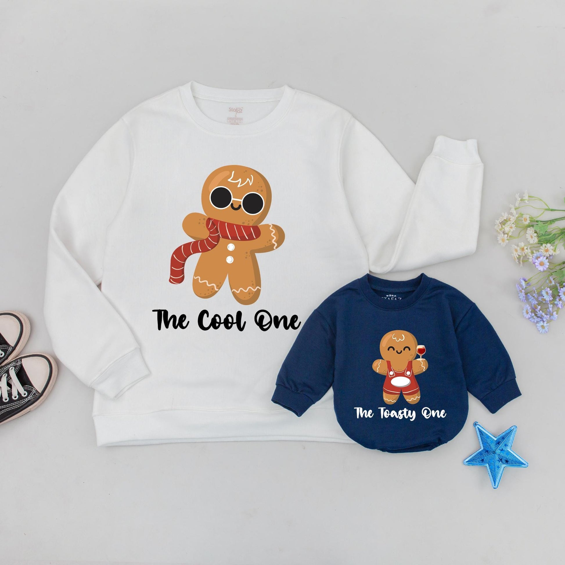 Gingerbread Family Christmas Sweater Set: Mommy & Me Holiday Outfit