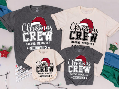 Christmas Crew Matching Family Shirts Making Memories Together! Festive Holiday T-Shirts, Toddler Christmas Shirt, Newborn Romper, Santa Hat, Modern Xmas Fun (139)