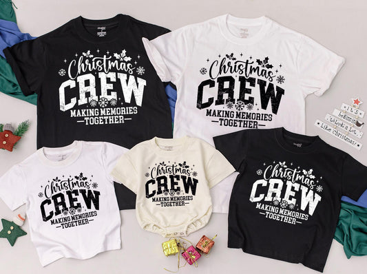 Christmas Crew Matching Family Shirts Festive Snowflake Holly Berry Print Holiday Fun Gifts Toddler Baby Romper Kids