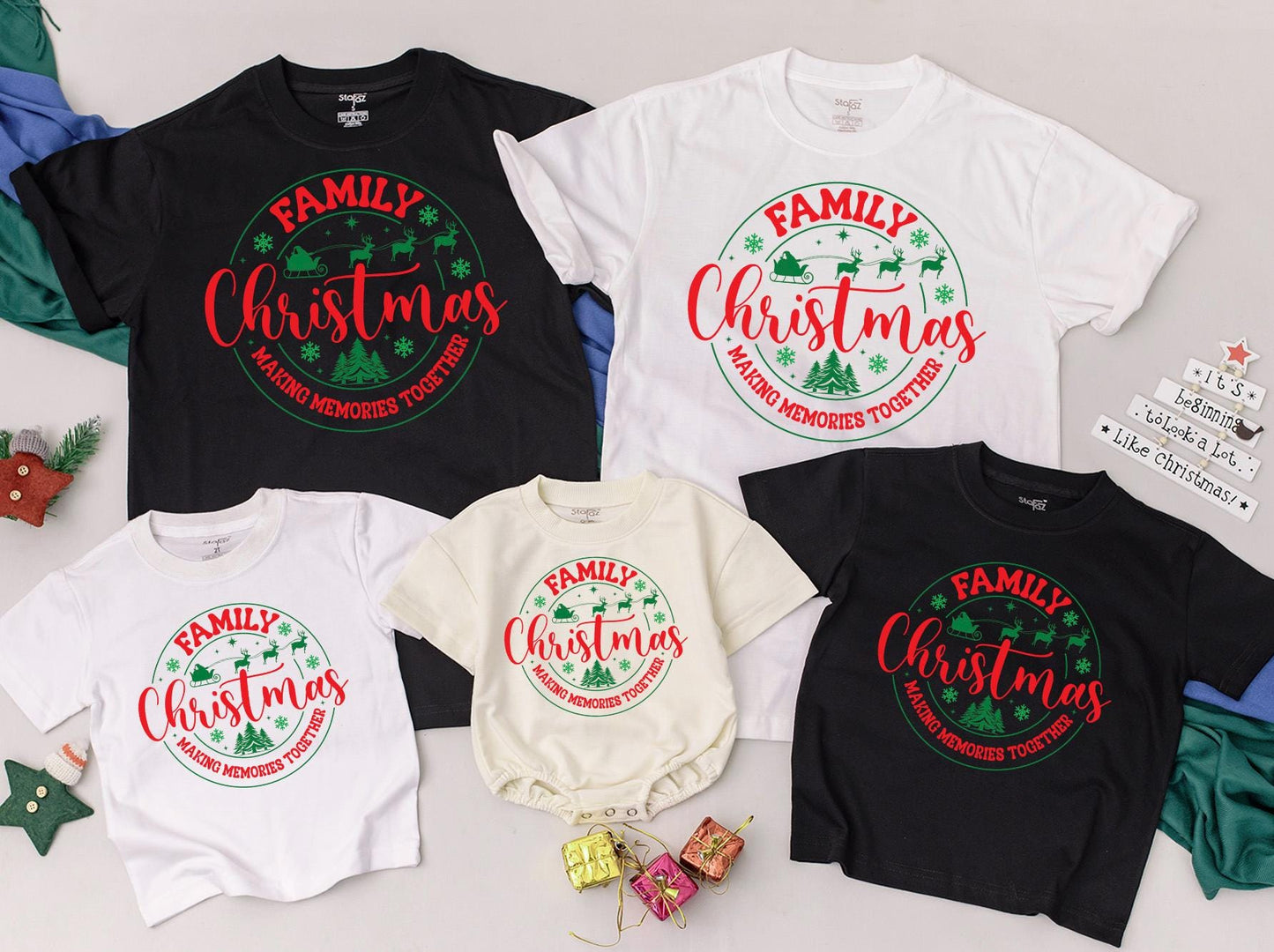 Festive Family Matching Shirts & Baby Rompers: Holiday Memories