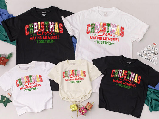 Christmas Crew Making Memories Together Family Matching Red Green Festive Snowflake T-Shirt Gift Toddler Baby