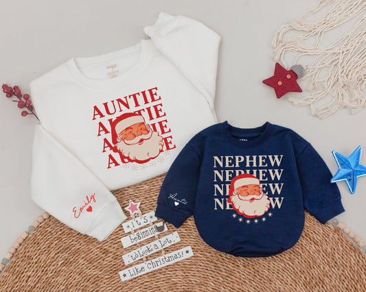 Aunt & Nephew Christmas Sweatshirts, Matching Family Holiday Shirts