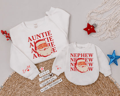 Aunt & Nephew Christmas Sweatshirts, Matching Family Holiday Shirts