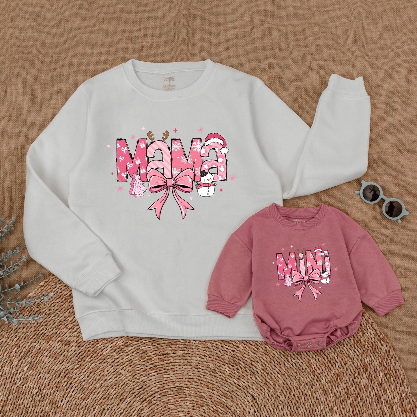 Mama and Mini Christmas Sweatshirts, Family Matching Holiday Outfits