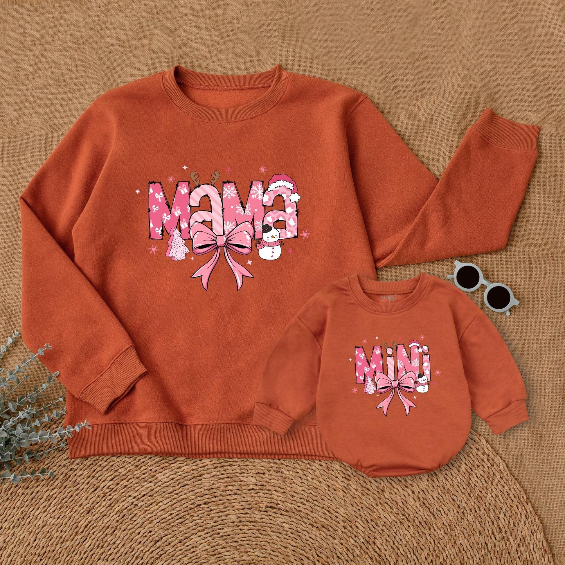 Mama and Mini Christmas Sweatshirts, Family Matching Holiday Outfits