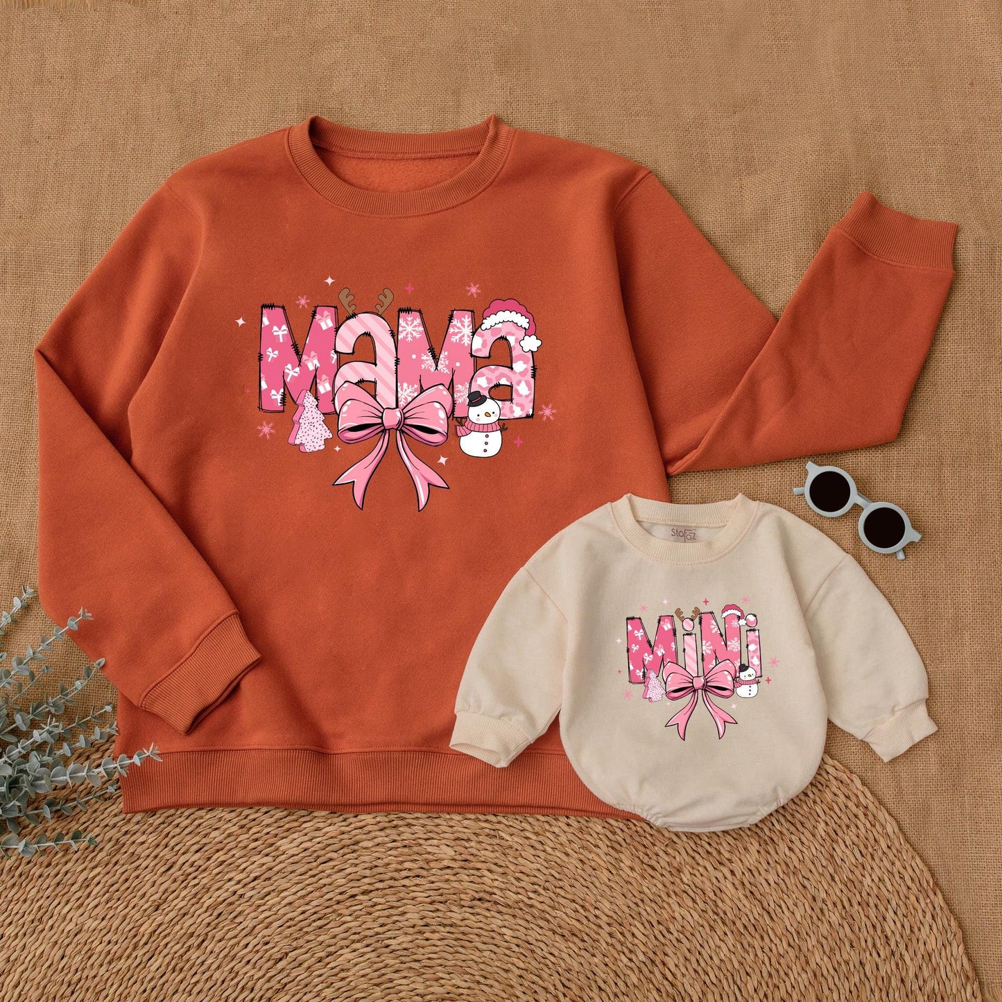 Mama and Mini Christmas Sweatshirts, Family Matching Holiday Outfits