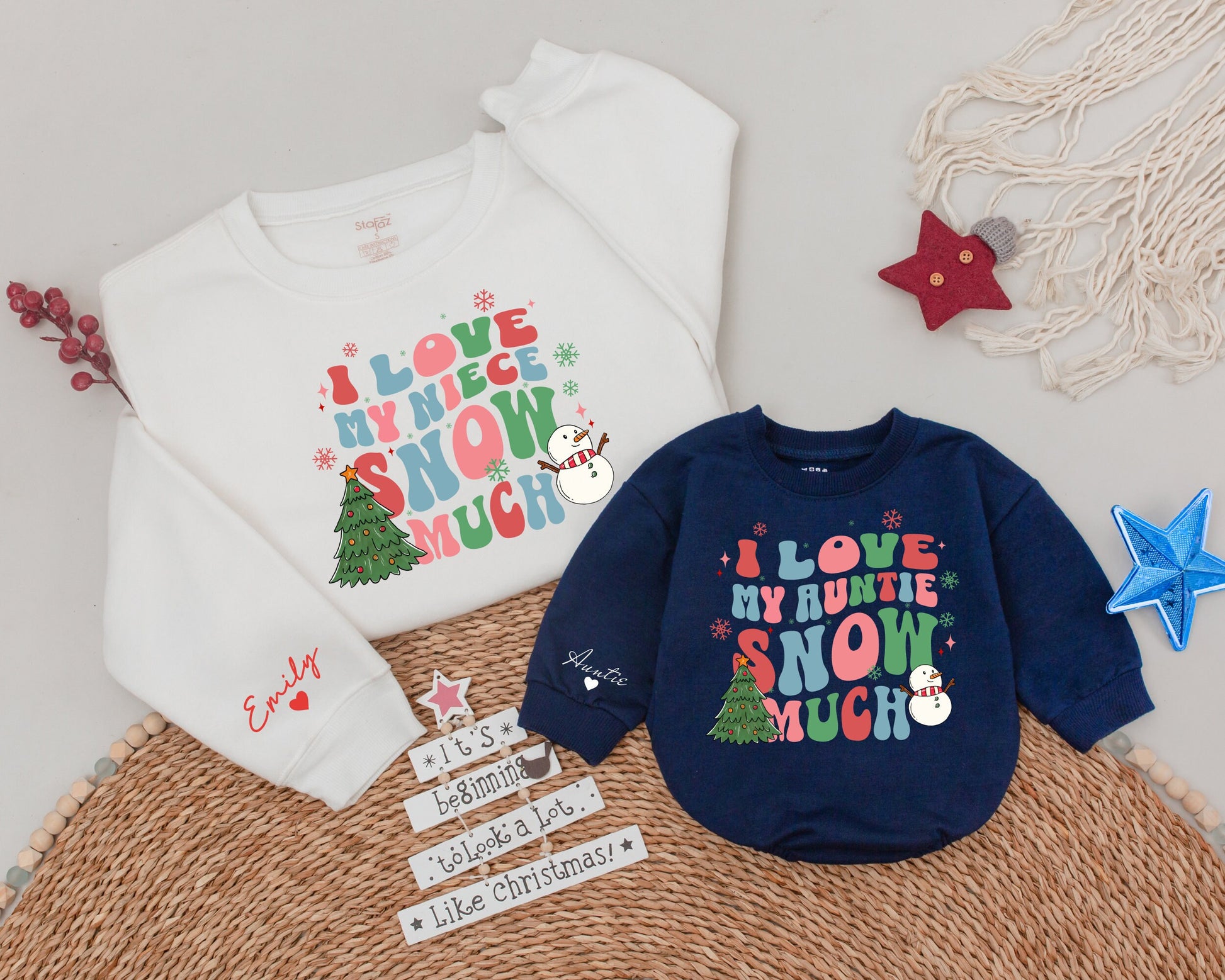 Matching Auntie & Niece "Snow Much" Christmas Sweatshirt Gift
