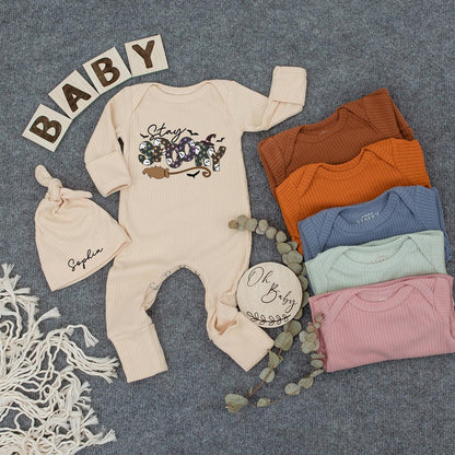 Stay Spooky Halloween Baby Outfit Set - Custom Bodysuit & Hat for Newborns! Cute Ghost & Witch Design Boho Clothes & Baby Gifts