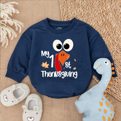 Thanksgiving Turkey Baby Romper - First Outfit for Baby Girls & Boys