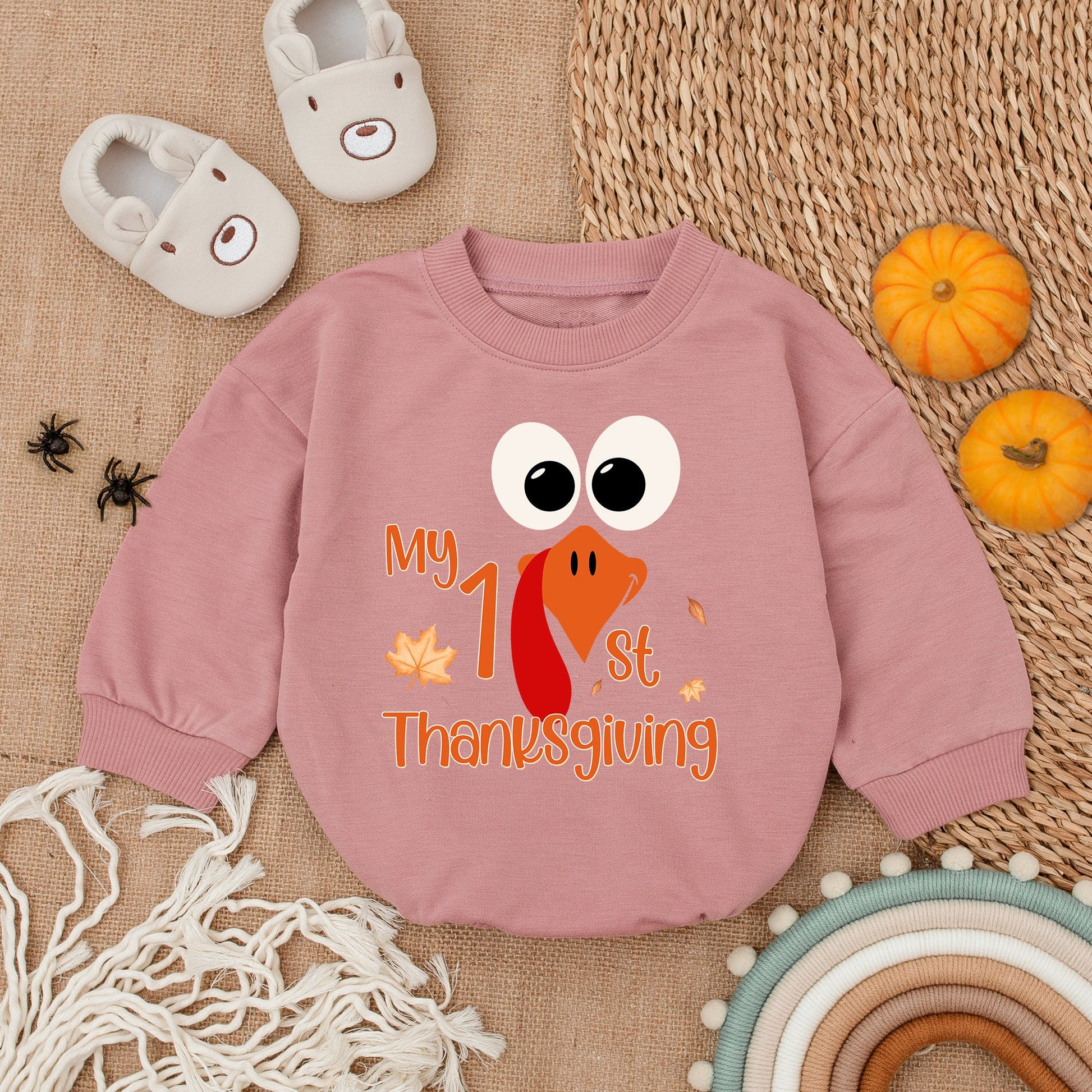 Thanksgiving Turkey Baby Romper - First Outfit for Baby Girls & Boys