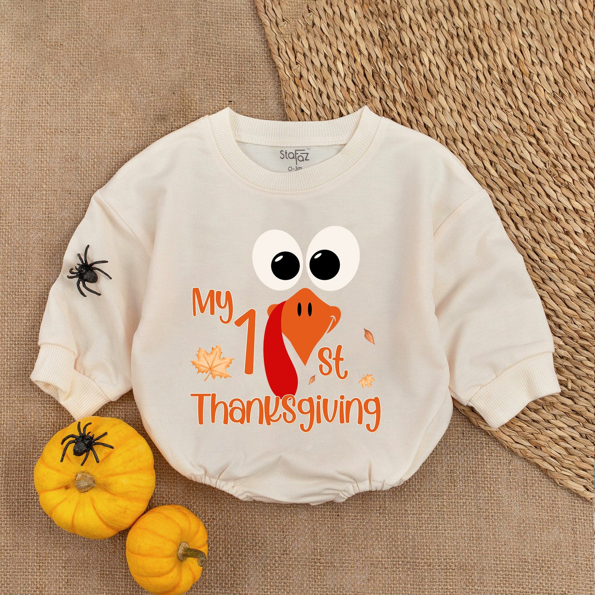 Thanksgiving Turkey Baby Romper - First Outfit for Baby Girls & Boys