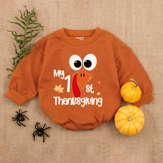 Thanksgiving Turkey Baby Romper - First Outfit for Baby Girls & Boys