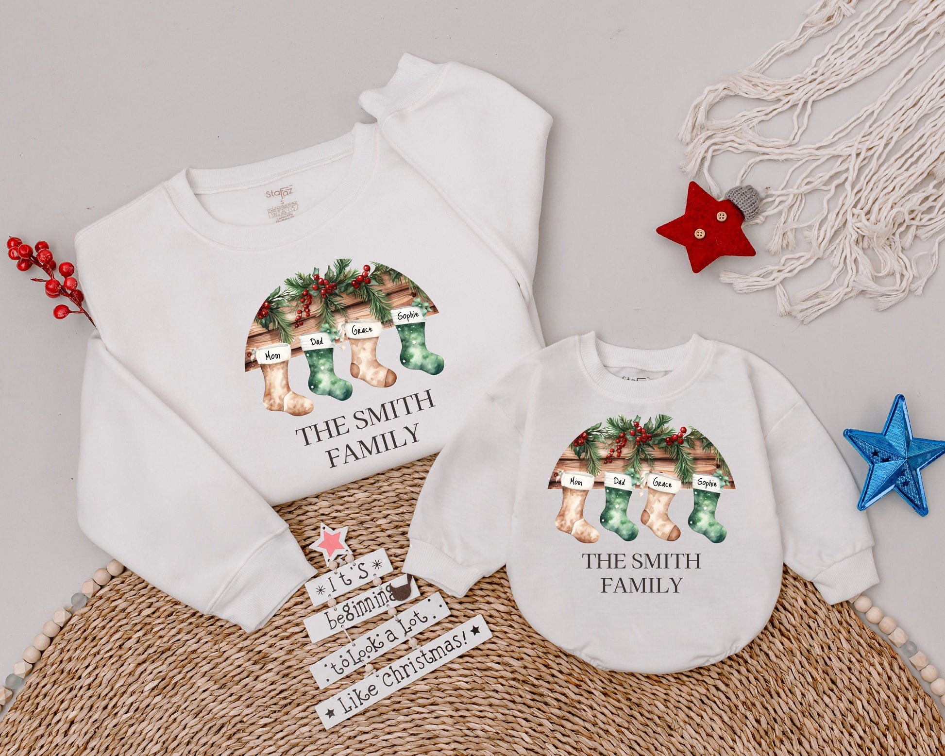 Family Xmas Sweatshirts: Custom Names, Matching Holiday Tees