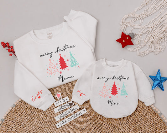 Matching Merry Mama & Mini Christmas Sweatshirt Set, Family Gift