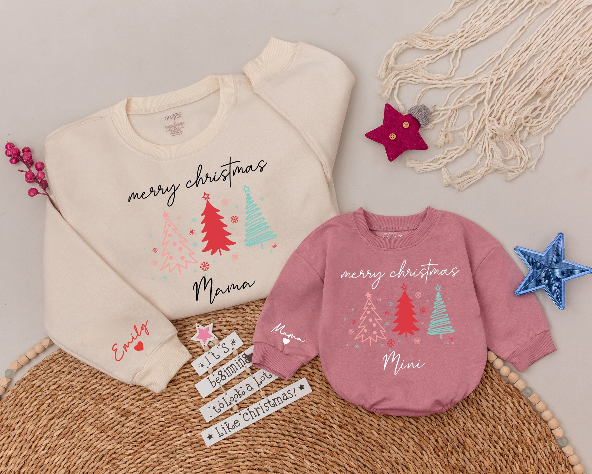 Matching Merry Mama & Mini Christmas Sweatshirt Set, Family Gift