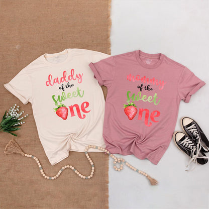 Family Matching Sweet Strawberry Birthday Shirts for First Birthday