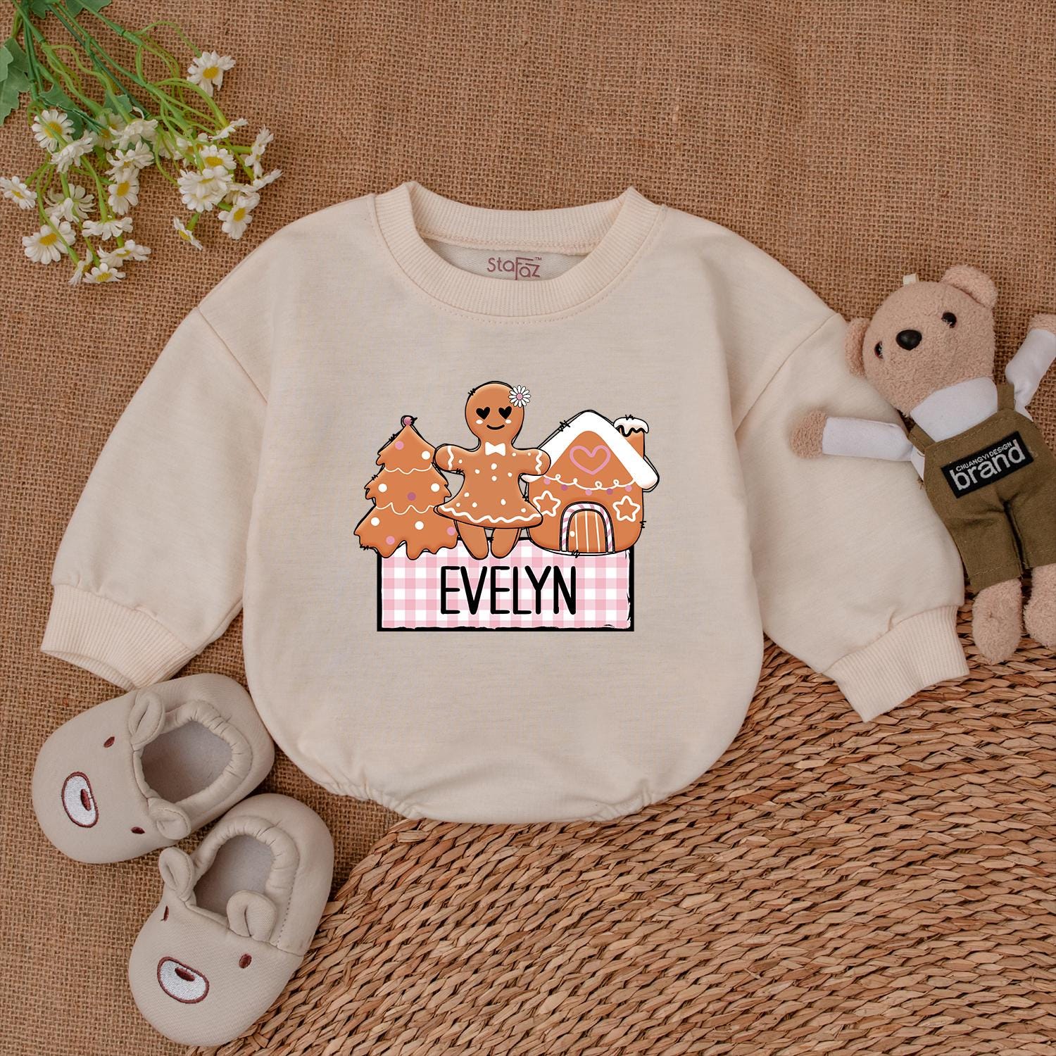 Custom Christmas Baby Romper, 1st Xmas Bodysuit, Personalized Gift