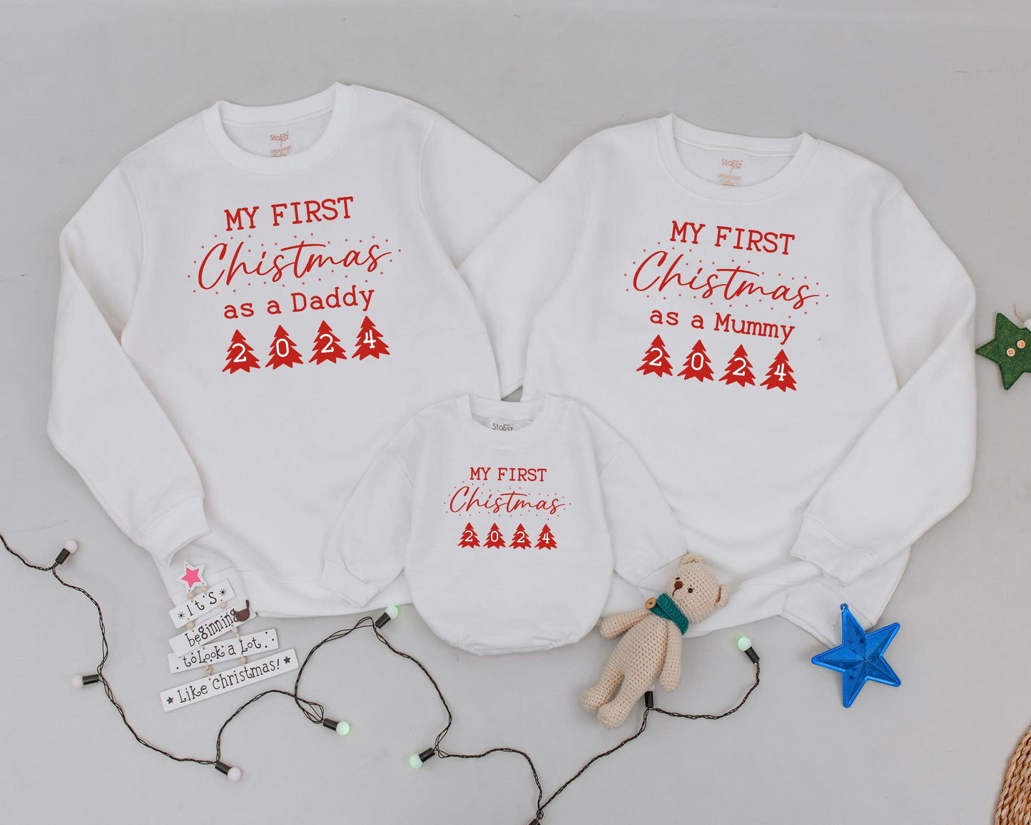 Custom Vintage Christmas Family Sweatshirt Set: Mommy and Me Outfits