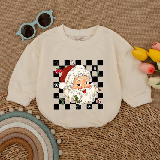 Vintage Santa Baby Romper: My First Christmas Outfit for Girls