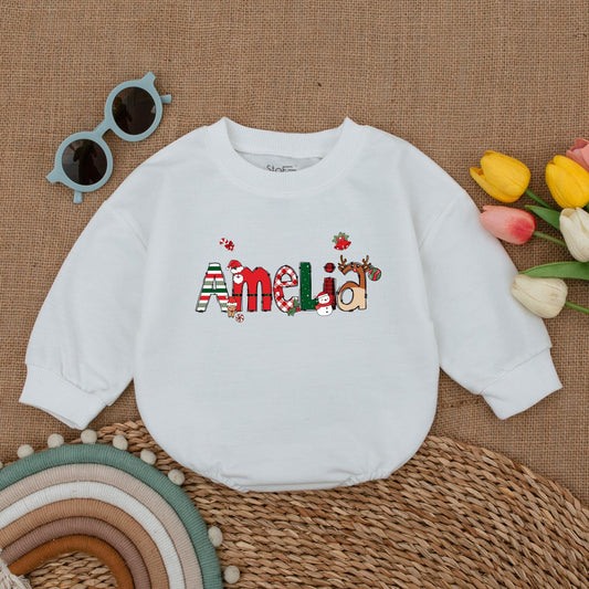 Personalized Christmas Baby Romper: First Xmas Bodysuit Outfit