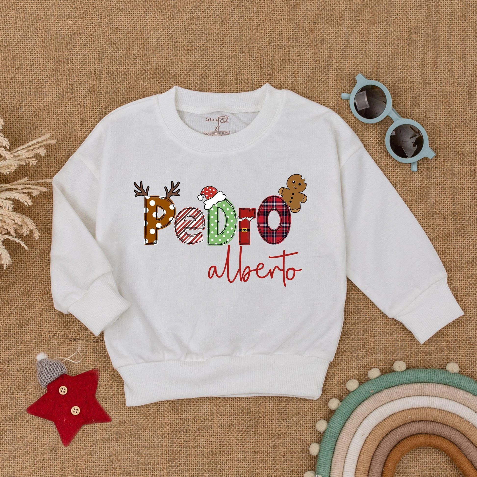 Personalized Christmas Sweatshirt with Festive Name Design! Holiday Toddler Shirt, Baby Shower Gift, Cozy Kid's Fall Outfit, Cute Christmas Outfit 139