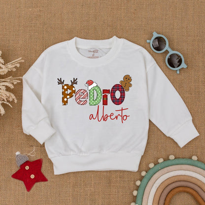 Personalized Christmas Sweatshirt with Festive Name Design! Holiday Toddler Shirt, Baby Shower Gift, Cozy Kid's Fall Outfit, Cute Christmas Outfit 139
