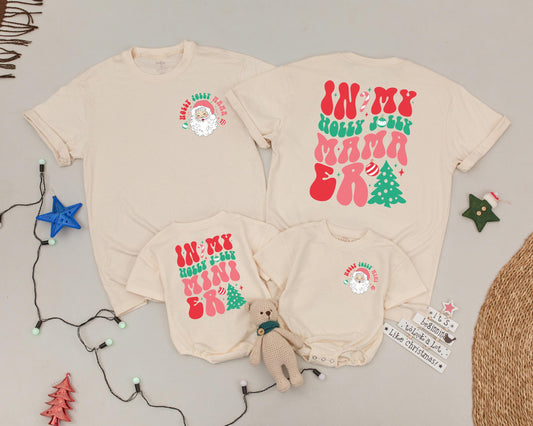 Holly Jolly Vintage Santa Family Shirts – Personalized Mommy & Me Set