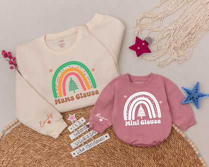 Mama and Mini Claus Matching Sweaters – Rainbow Christmas Gifts