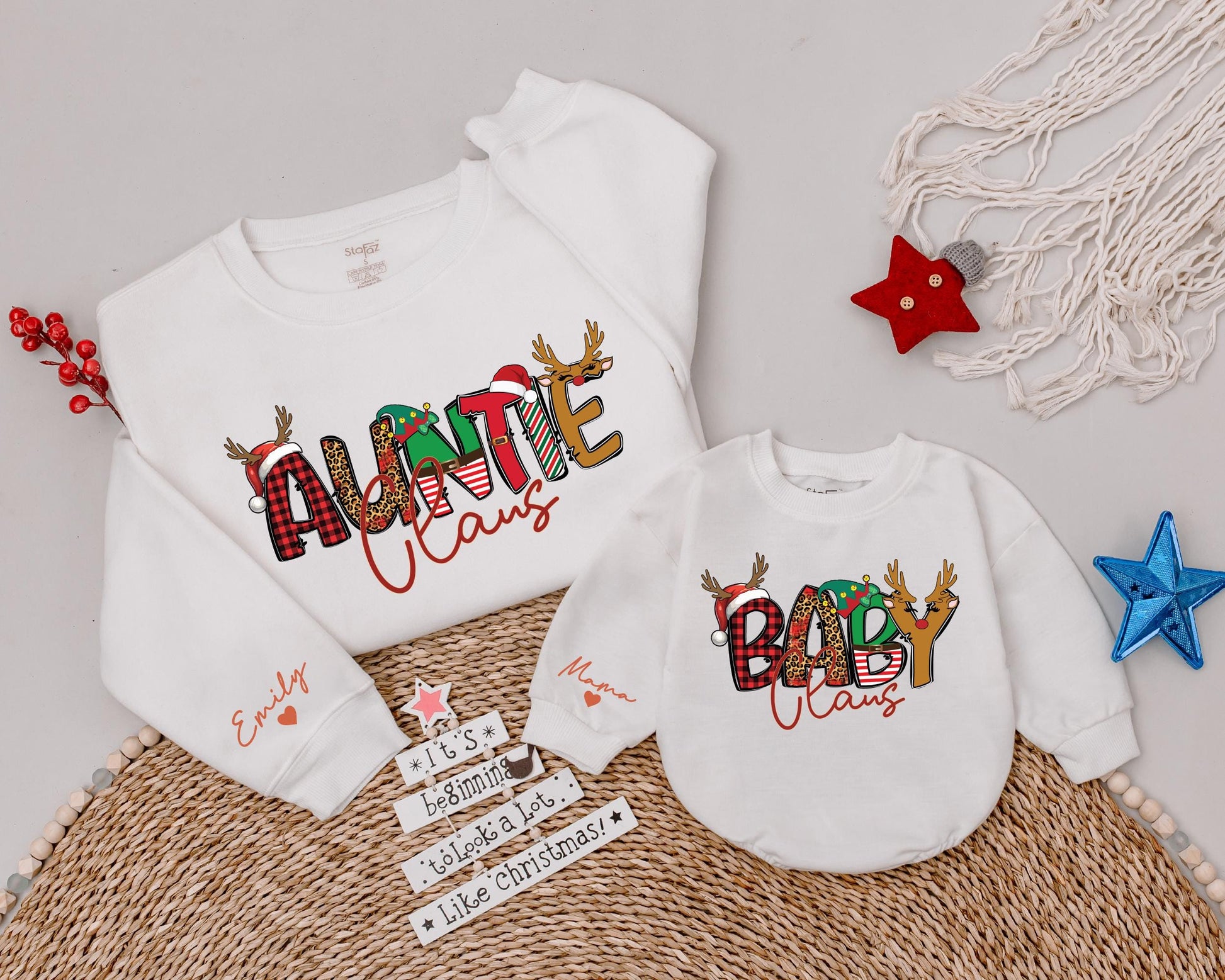 Matching Christmas Sweaters: Mama & Mini Claus, Festive Family Look