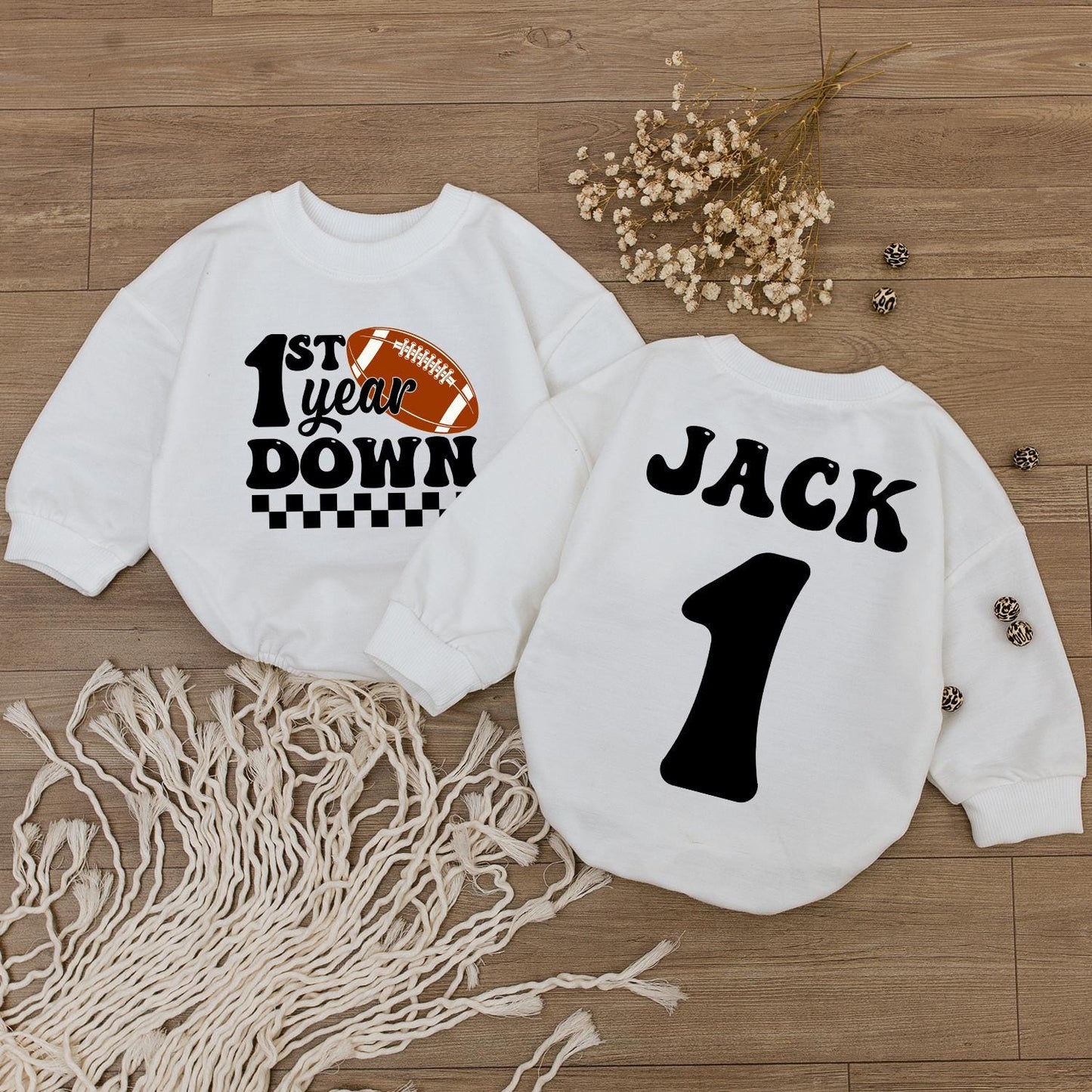 Football 1st Birthday Baby Romper for Boys - Game Day Outfit