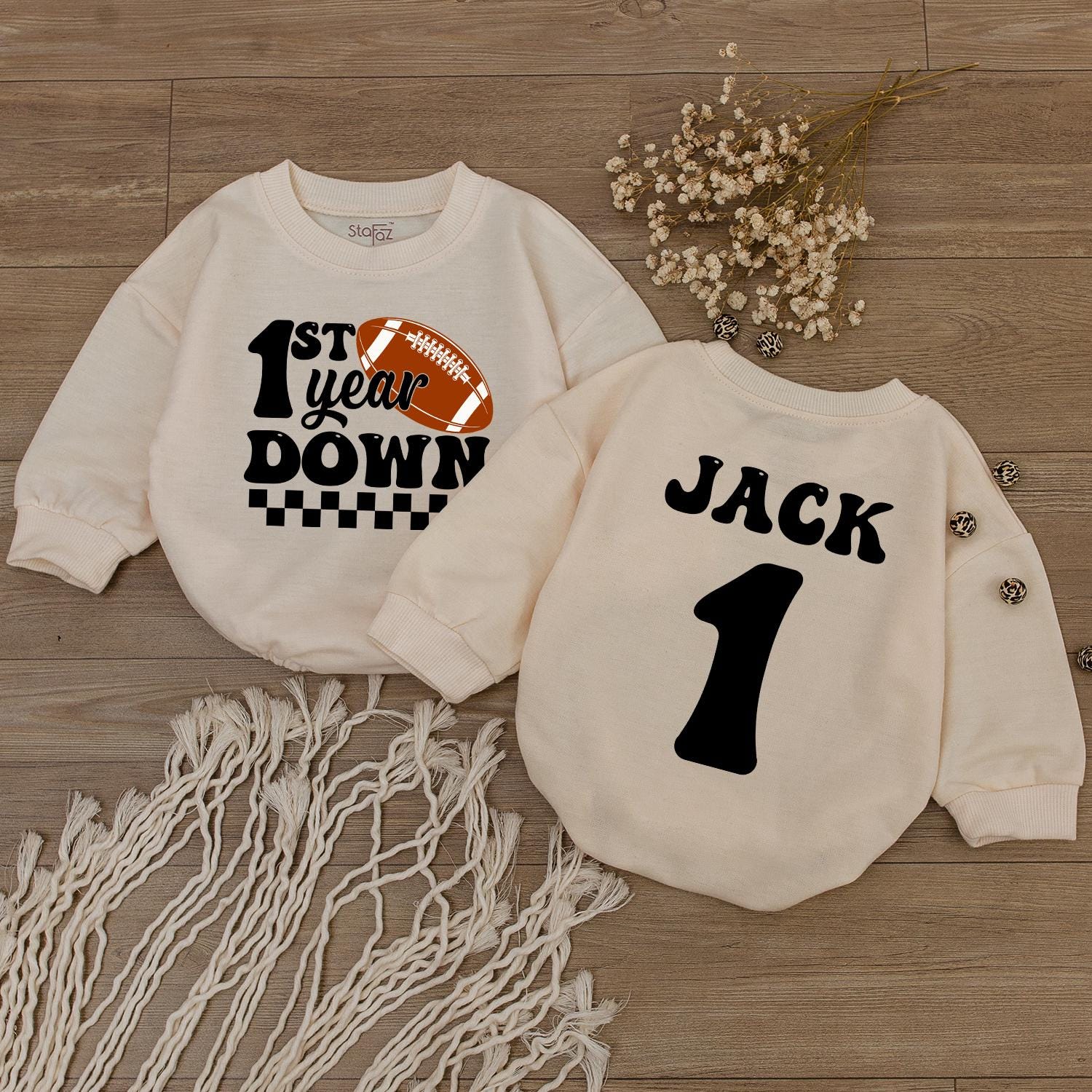 Football 1st Birthday Baby Romper for Boys - Game Day Outfit