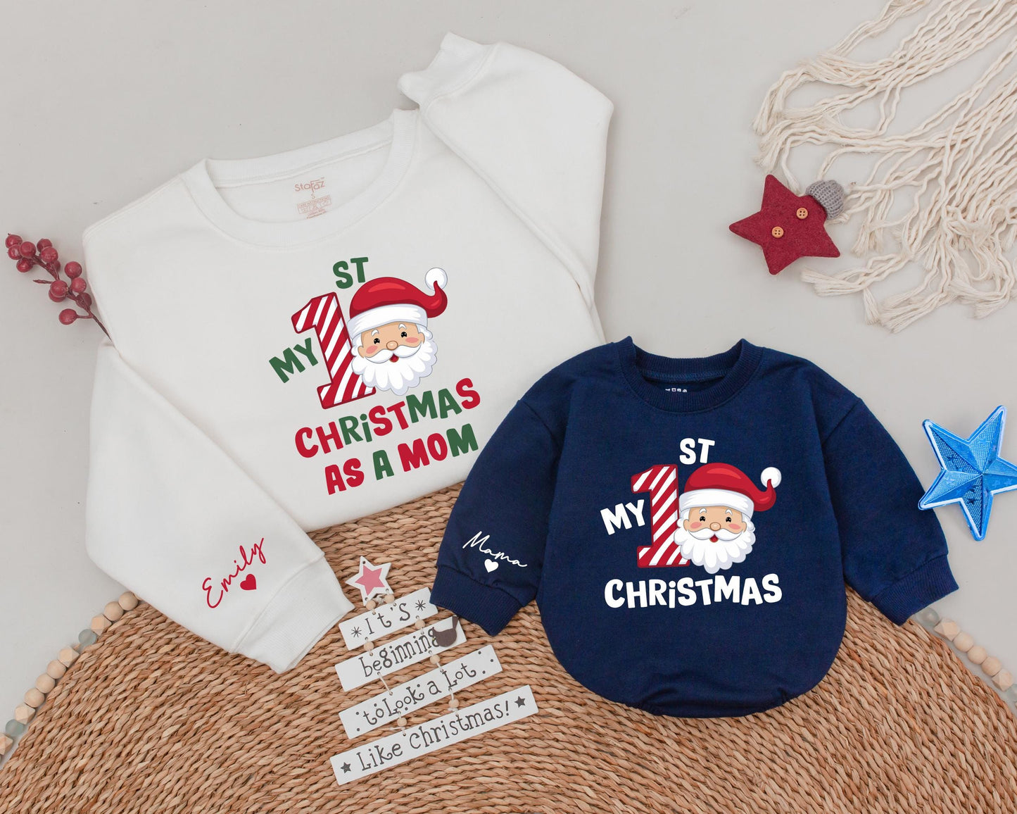 Matching Family Christmas Sweatshirt, 1st Xmas as Mom or Dad Shirt