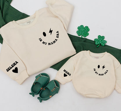 Custom Mama and Mini Era Smiley Face Sweatshirt Matching Family Outfit Mother Daughter Kid Gift Mom Life Baby Girl