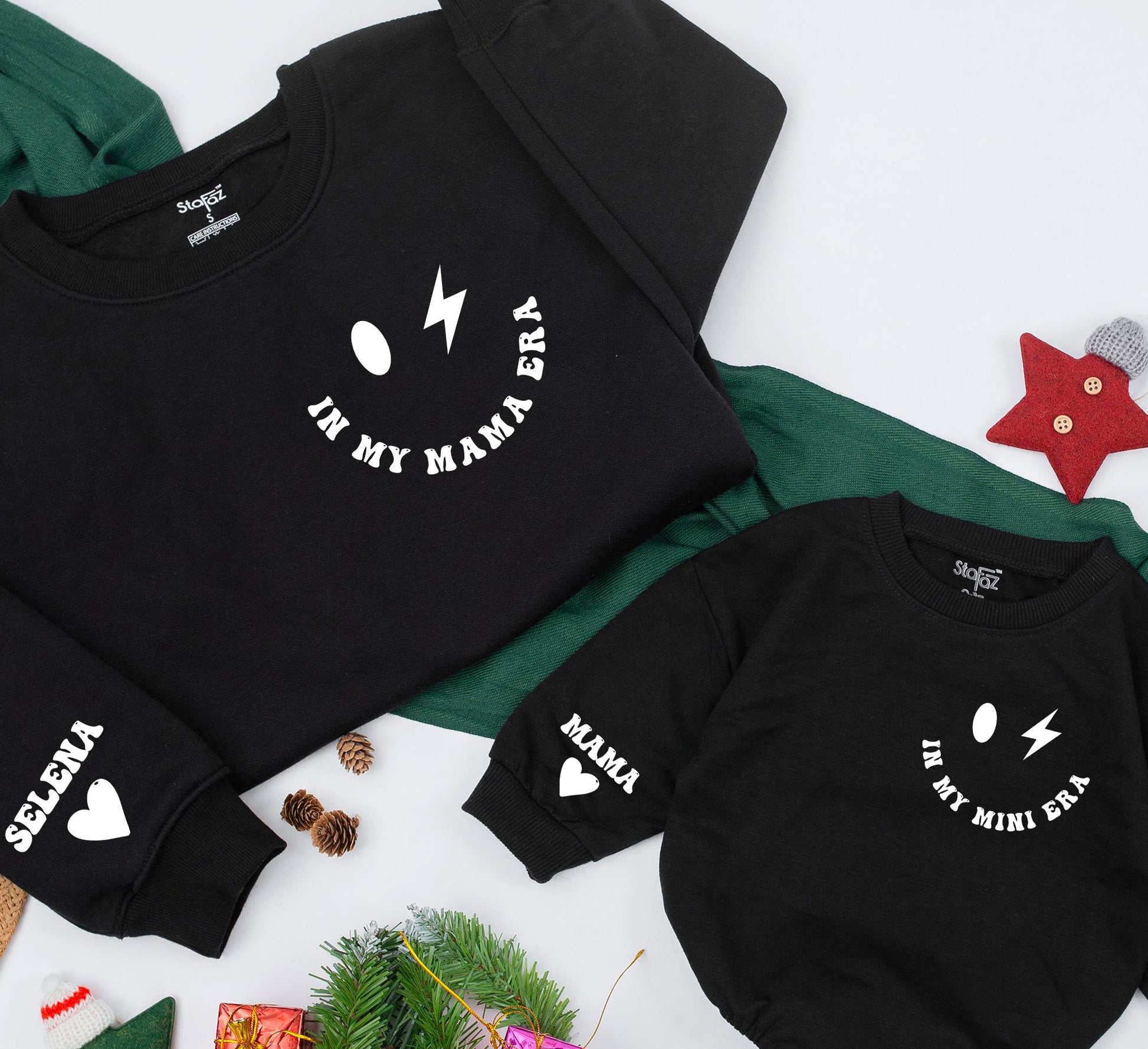 Custom Mama and Mini Era Smiley Face Sweatshirt Matching Family Outfit Mother Daughter Kid Gift Mom Life Baby Girl
