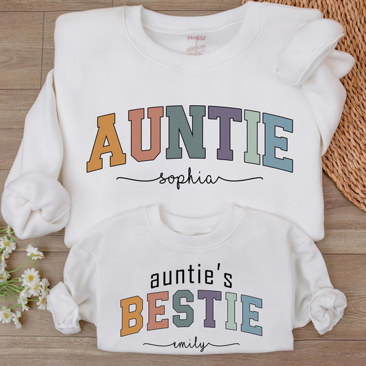 Matching Auntie and Niece Retro Sweatshirts – Perfect Gift Idea