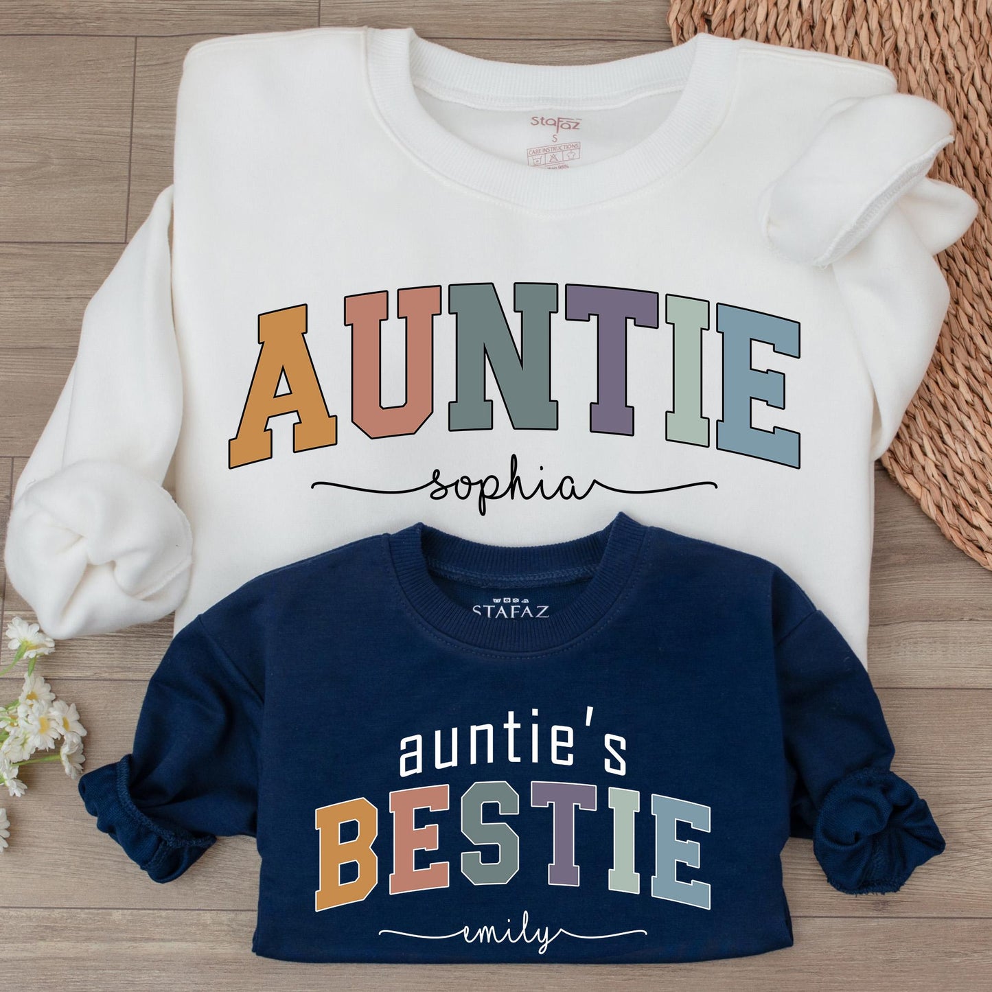 Matching Auntie and Niece Retro Sweatshirts – Perfect Gift Idea