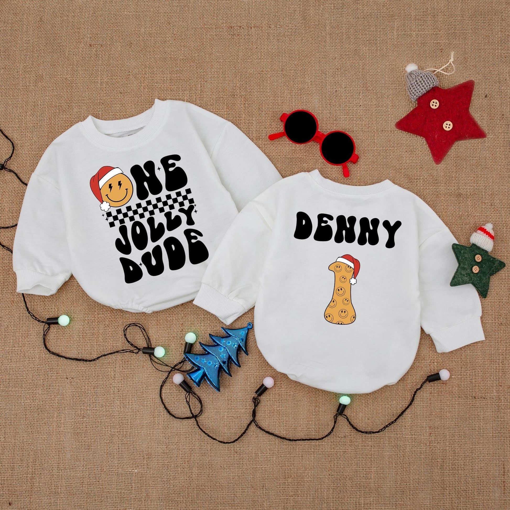 Jolly Santa First Christmas Bodysuit & Bubble Romper Gift Set