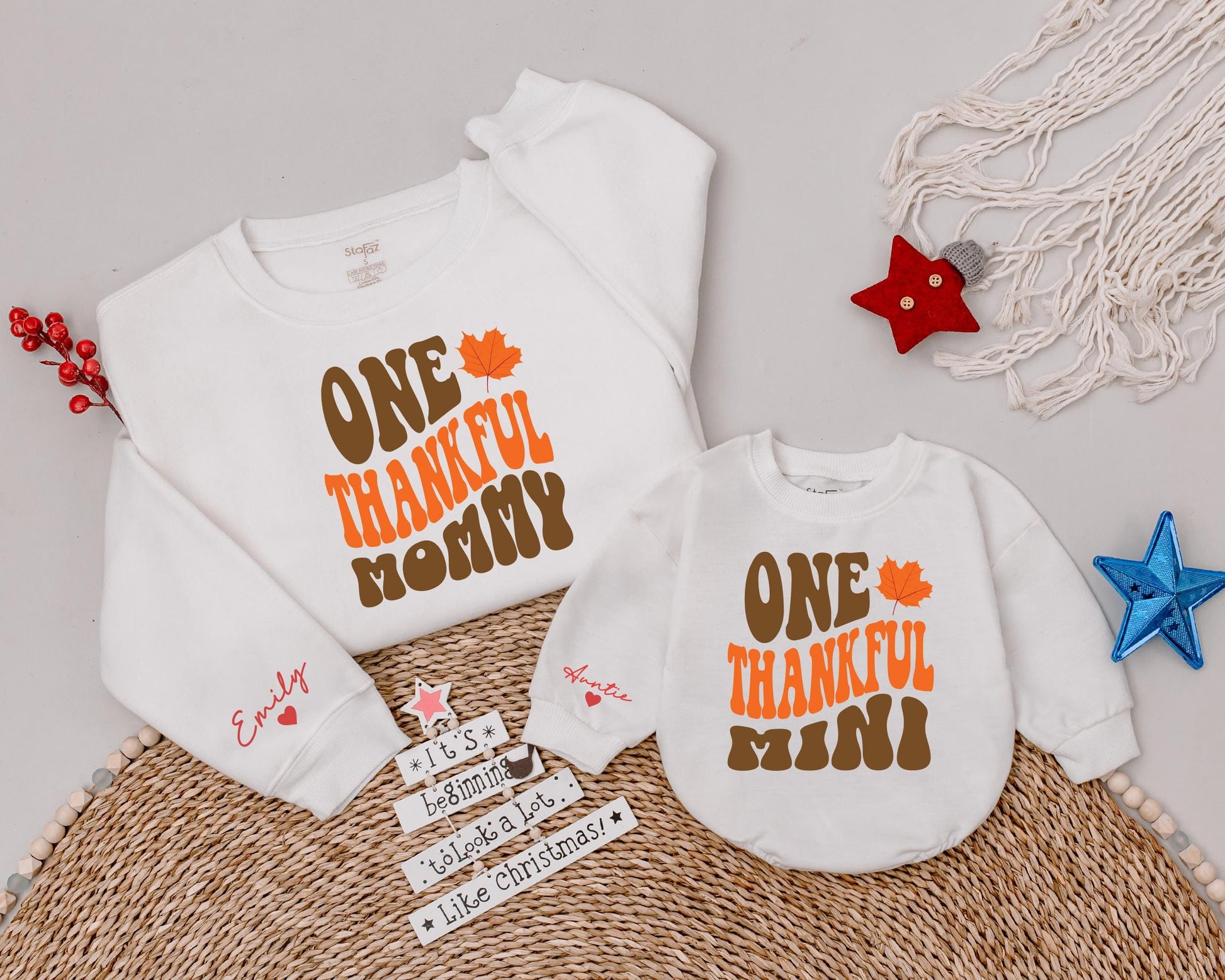 Matching Mommy & Me Thanksgiving Sweaters - Fall & Pumpkin Designs