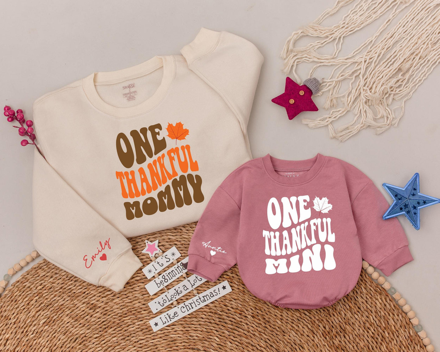 Matching Mommy & Me Thanksgiving Sweaters - Fall & Pumpkin Designs