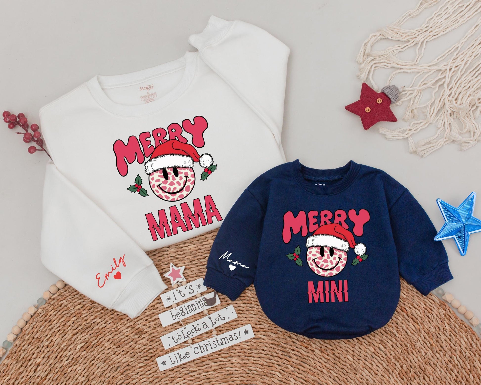 Matching Family Christmas Sweatshirts, Mommy and Me Holiday Outfits  