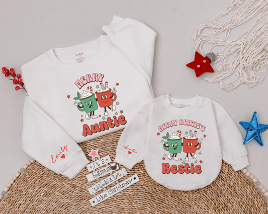 Festive Auntie & Niece Matching Sweatshirts for Holiday Season